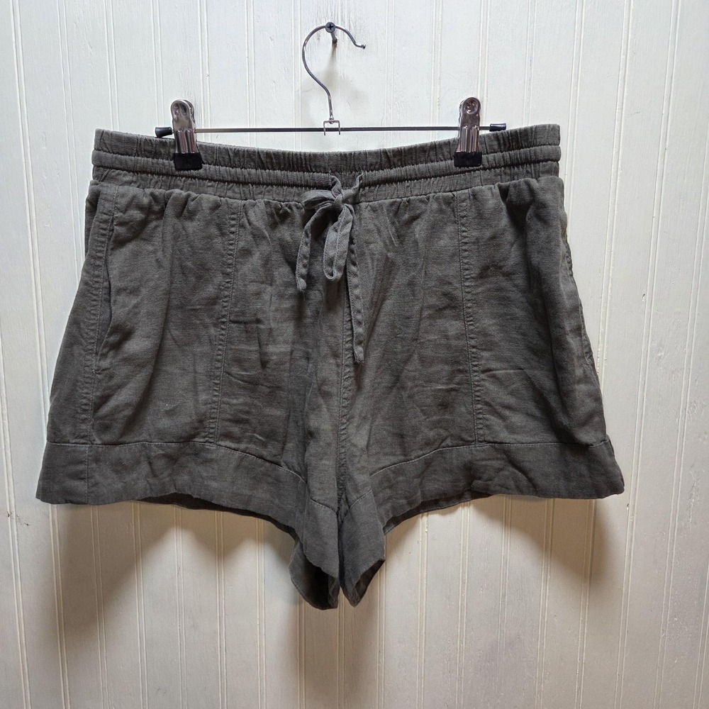 Universal Thread Shorts Womens M Green Linen Rayon Utility Drawstring Casual